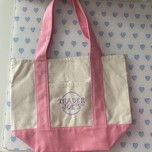 Trader Joe's Pink and Cream Tote Bag